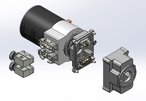 Exploded view of slip ring showing the included connector mates